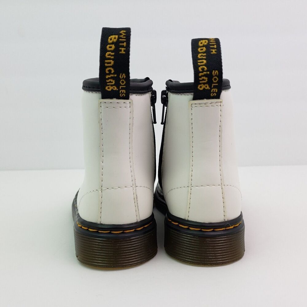 Dr Doc Martens 1460T Toddler Girls Size 8 White Leather Lace Up Combat Boots - Picture 7 of 12